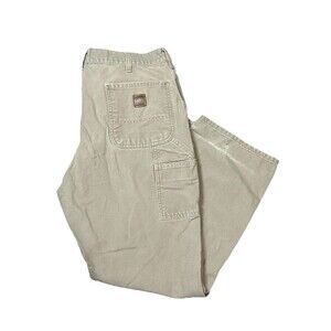Carhartt Pants Men 36x30 Cream B11 Des Dungaree‎ Fit Carpenter Distressed Faded